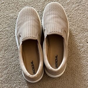 Soda Beige Perforated Slip-On Shoes